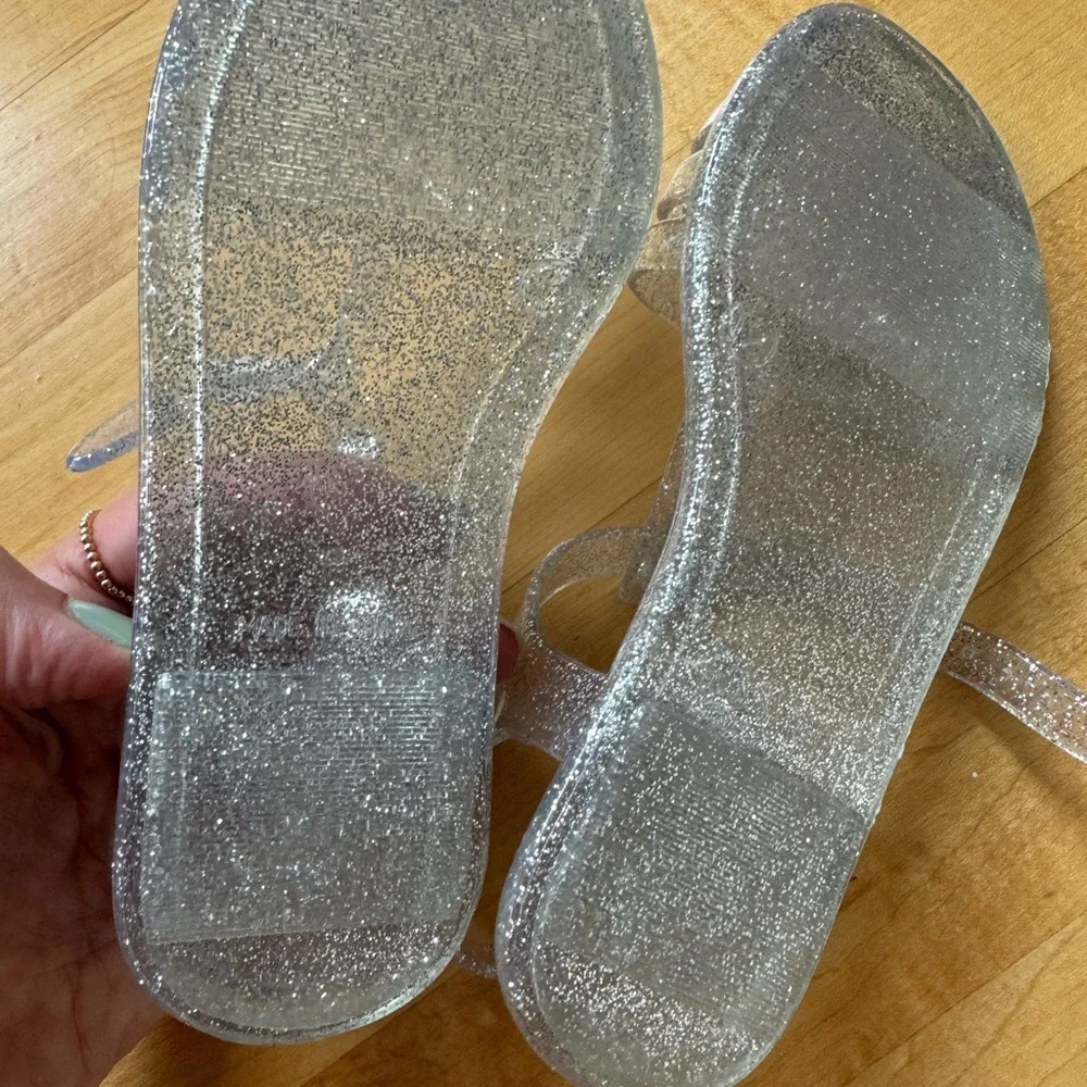 Gap silver glitter jelly shoes.